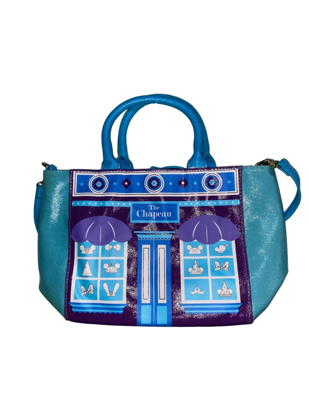 Women's Disney Parks The Chapeau Tote Handbag 12” Across Blue Purple